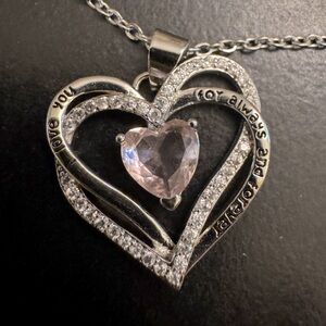 Silvertone with Pink Heart Memory Necklace - “Love You For Always & Forever”NWOT